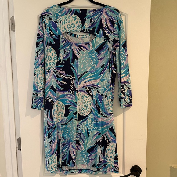 Lilly Pulitzer Tropical Print Dress with 3/4 Sleeves - Picture 2 of 3
